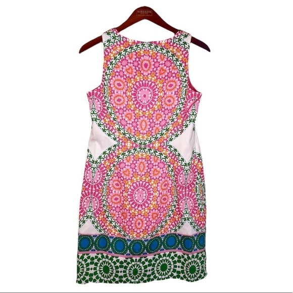 LONDON TIMES Mosaic Print Sleeveless Shift Dress Size 4 in Bright Pink Print - Picture 10 of 14